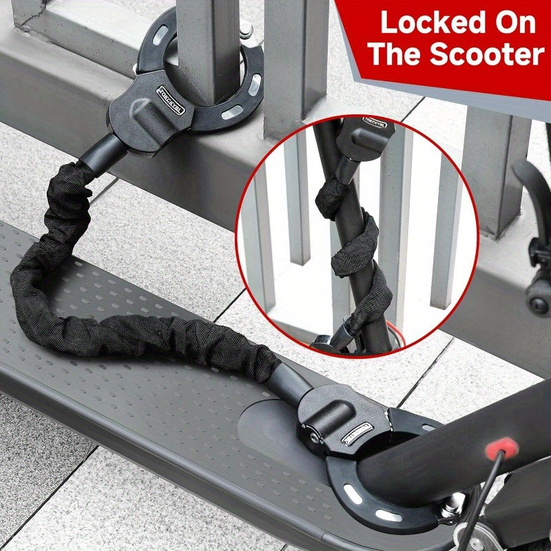 Heavy Duty Scooter Lock 37.01inch x 6mm Anti-Theft Chain Lock with 3 Keys, Weatherproof and Anti-Shear for Electric Scooters, Bikes, Motorcycles, Bike Security, Durable Design, Antisheer Lock, Secure Locking Mechanism, Urban Commuters