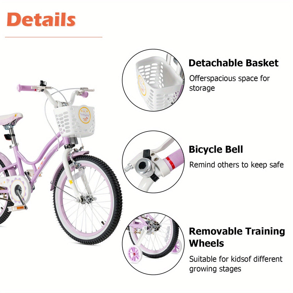 COSTWAY Babyjoy 18" Kids Bike Toddlers Freestyle Adjustable Bicycle w/ Training Wheels