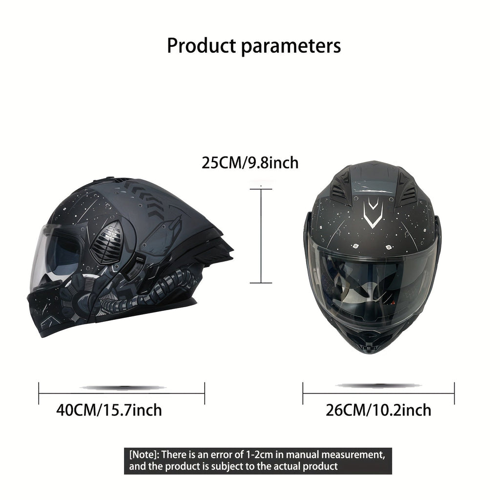 Starry Night, Dual Visors Helmet NBTK Starry Night Motorcycle Helmet - Dual Visors, Sleek Black ABS, EPS Cushioned Layer, Detachable & Washable Interior, Adjustable Airflow Vents, 3C, Fit for All Seasons