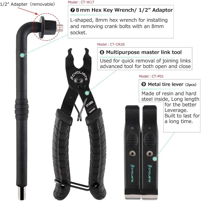 23 Piece Bike Tool Kit - Bicycle Repair Tool Box Compatible - Mountain/Road Bike Maintenance Tool Set with Storage Case