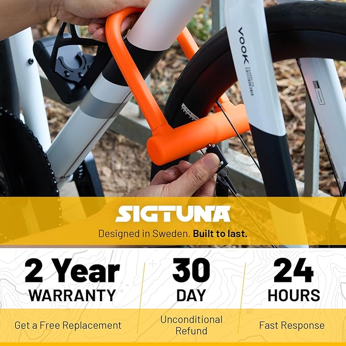 Compact U-Lock | Lightweight Silicone Coated Bike U-Lock (Orange) for Bicycle, E-Bike, Scooter, Motorcycle, Outdoor Equipments