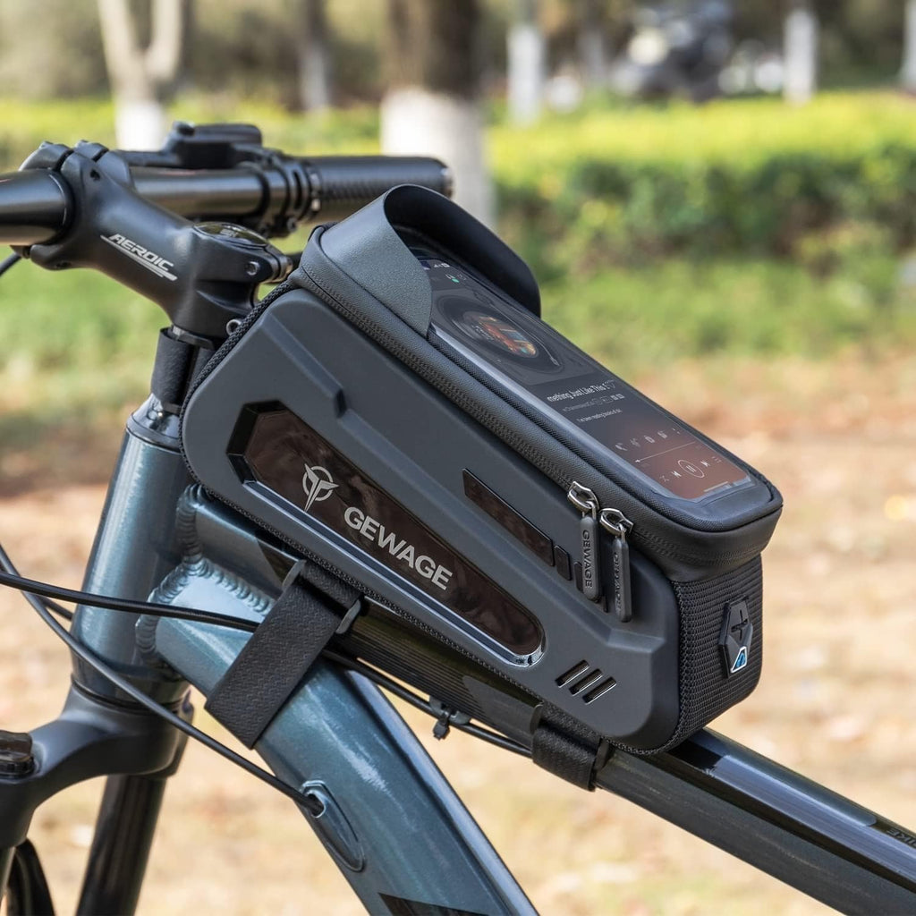 GEWAGE Bicycle Phone Mount Bag & Bicycle Tire Pump, Bike Multitool with Tyre Lever - Bike Tool Kits for Repair and Maintenance at Home or On The Road