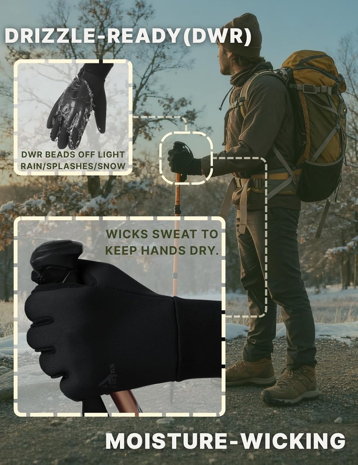 Winter Gloves Women Men Cold Weather Touch Screen 3-Layers Liner Glove for Running, Cycling, Biking, Hiking, Driving