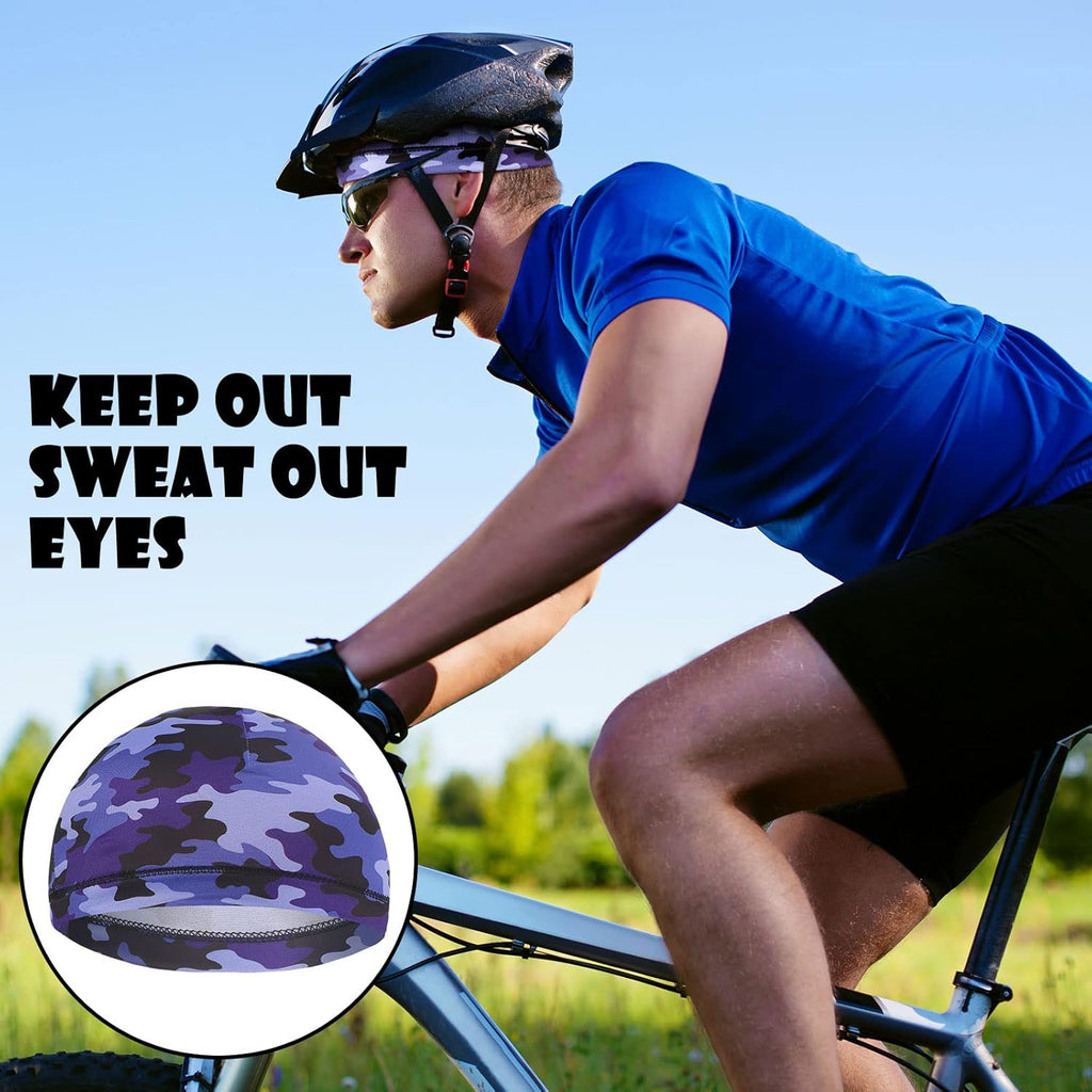 Haysandy 6 Pcs Cooling Skull Cap Motorcycle Helmet Liner Men Women Sweat Wicking Beanie Bicycle Running Cap Head Wrap