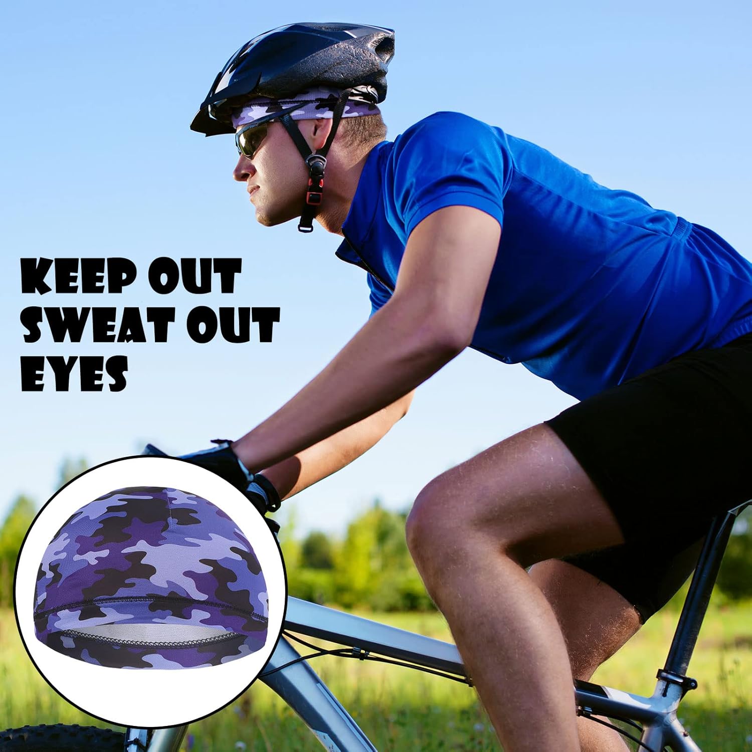 Haysandy 6 Pcs Cooling Skull Cap Motorcycle Helmet Liner Men Women Sweat Wicking Beanie Bicycle Running Cap Head Wrap