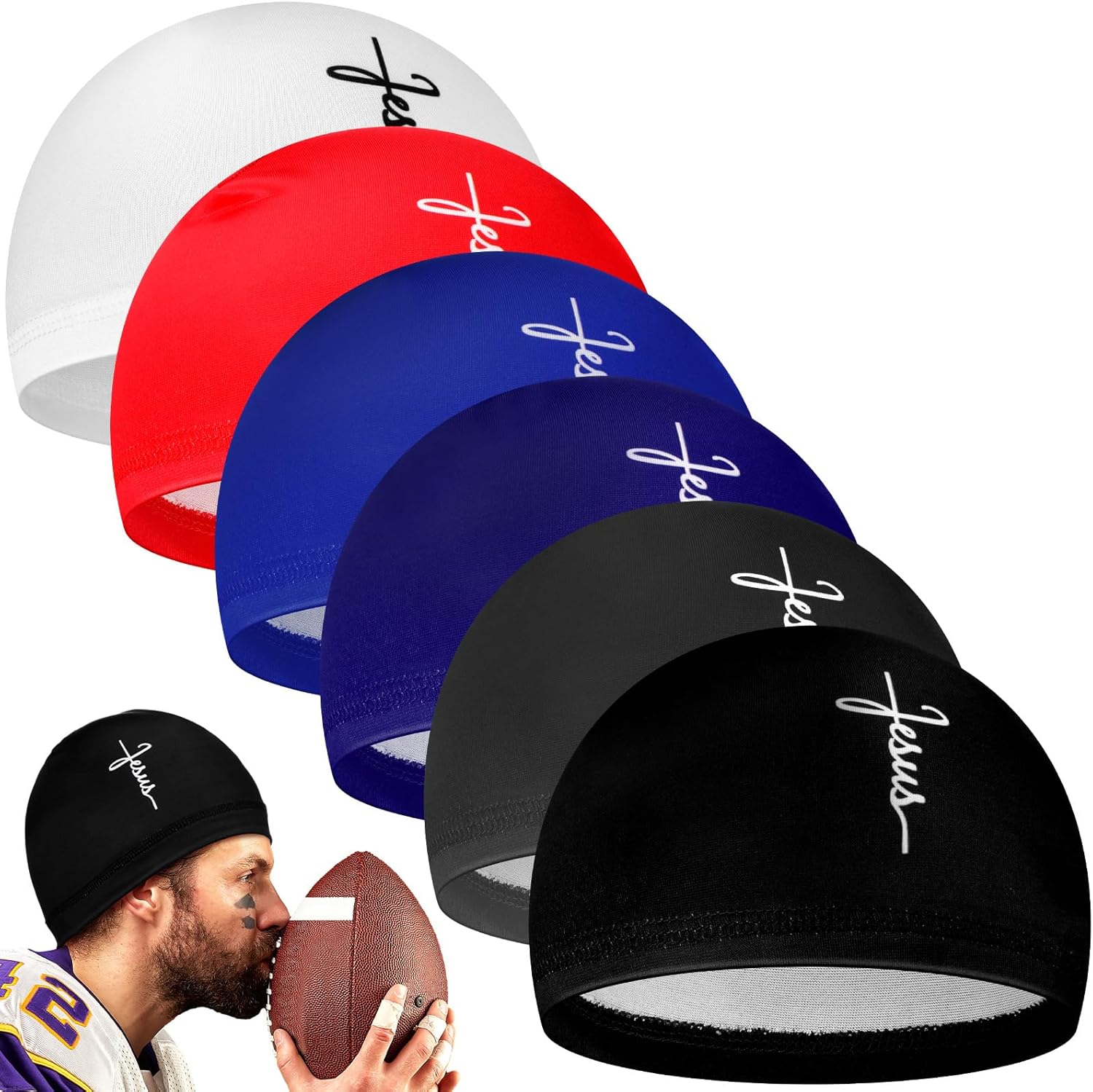 Haysandy 6 Pcs Cooling Skull Cap Motorcycle Helmet Liner Men Women Sweat Wicking Beanie Bicycle Running Cap Head Wrap