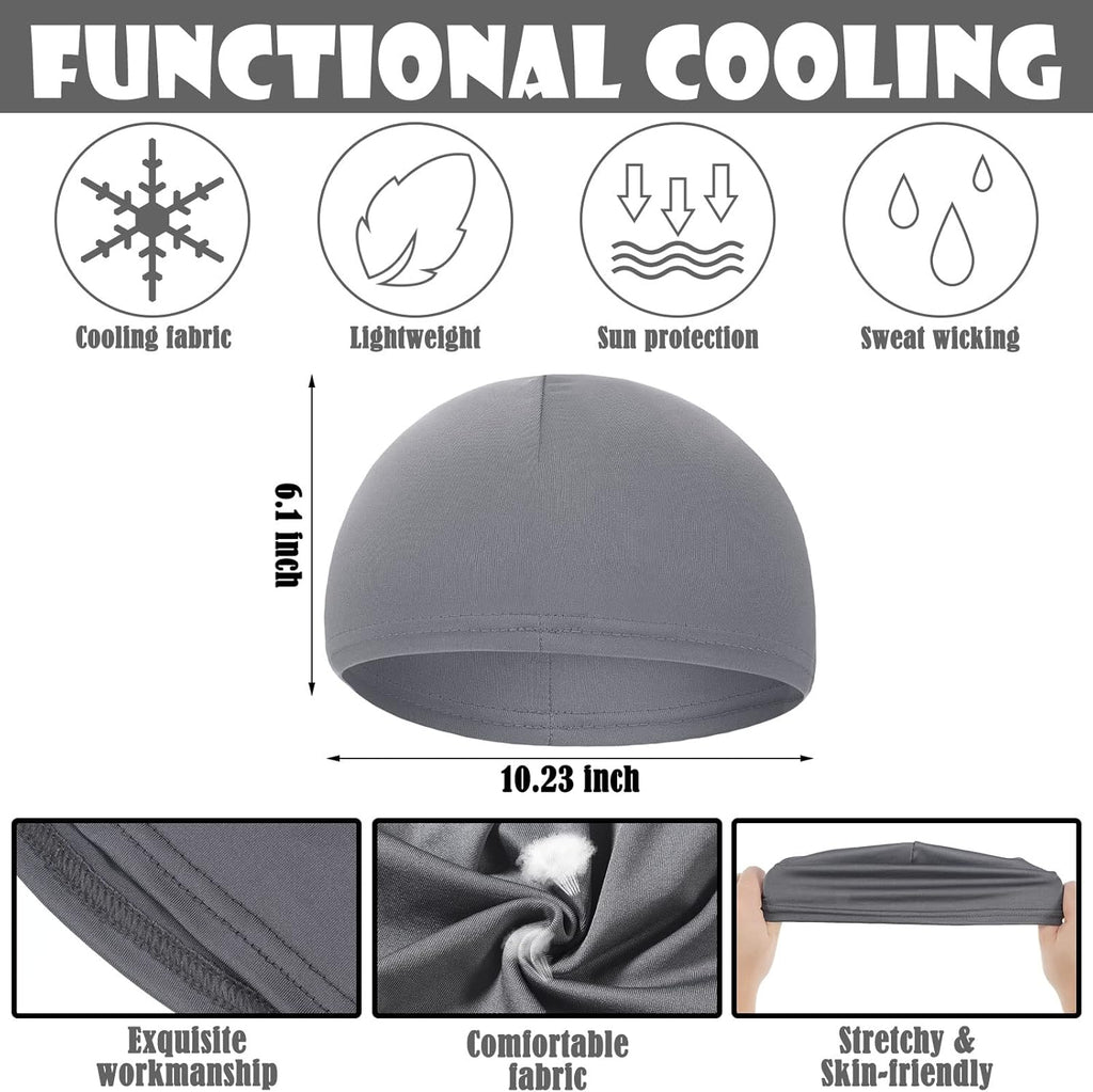 Haysandy 6 Pcs Cooling Skull Cap Motorcycle Helmet Liner Men Women Sweat Wicking Beanie Bicycle Running Cap Head Wrap