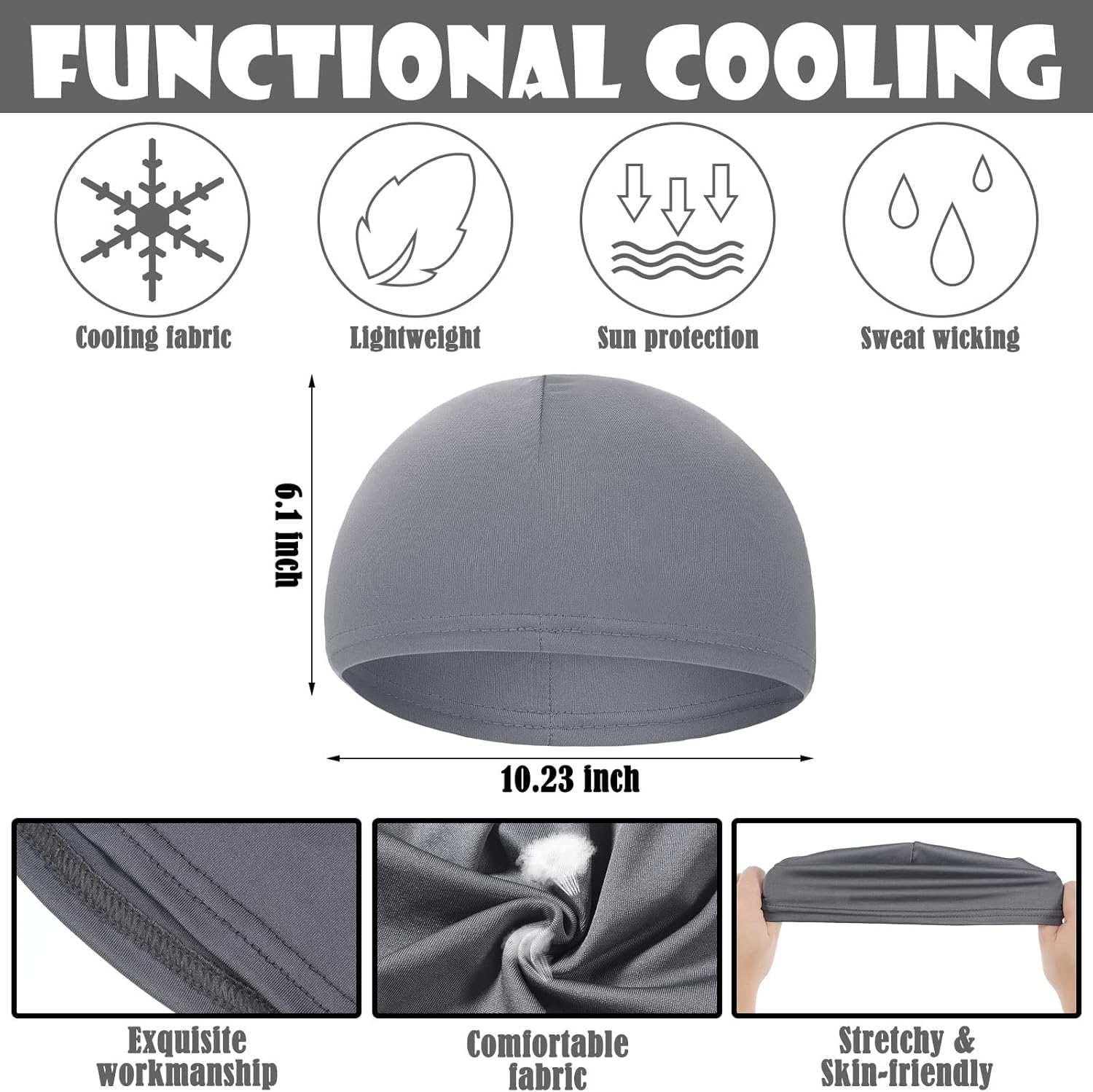 Haysandy 6 Pcs Cooling Skull Cap Motorcycle Helmet Liner Men Women Sweat Wicking Beanie Bicycle Running Cap Head Wrap