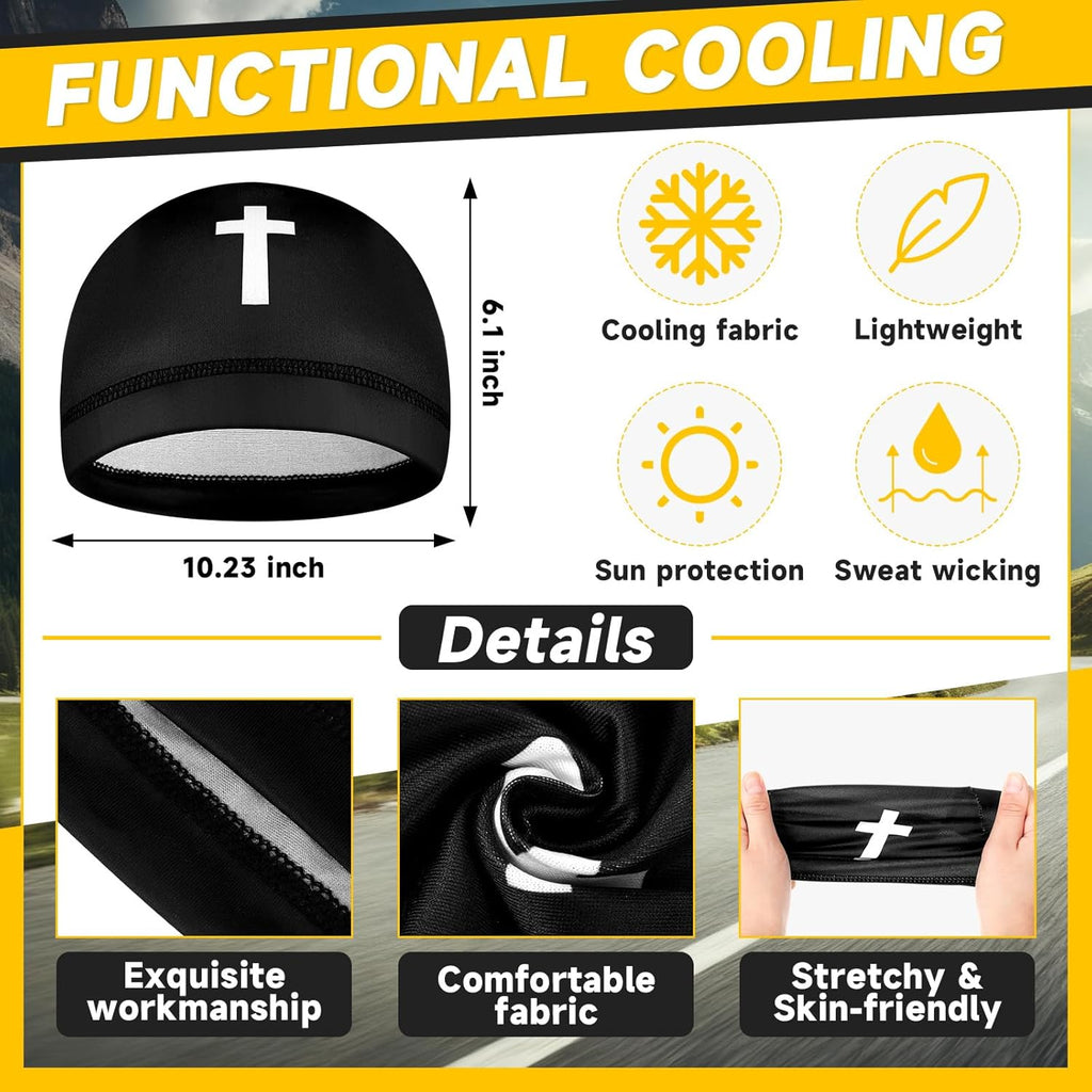 Haysandy 6 Pcs Cooling Skull Cap Motorcycle Helmet Liner Men Women Sweat Wicking Beanie Bicycle Running Cap Head Wrap