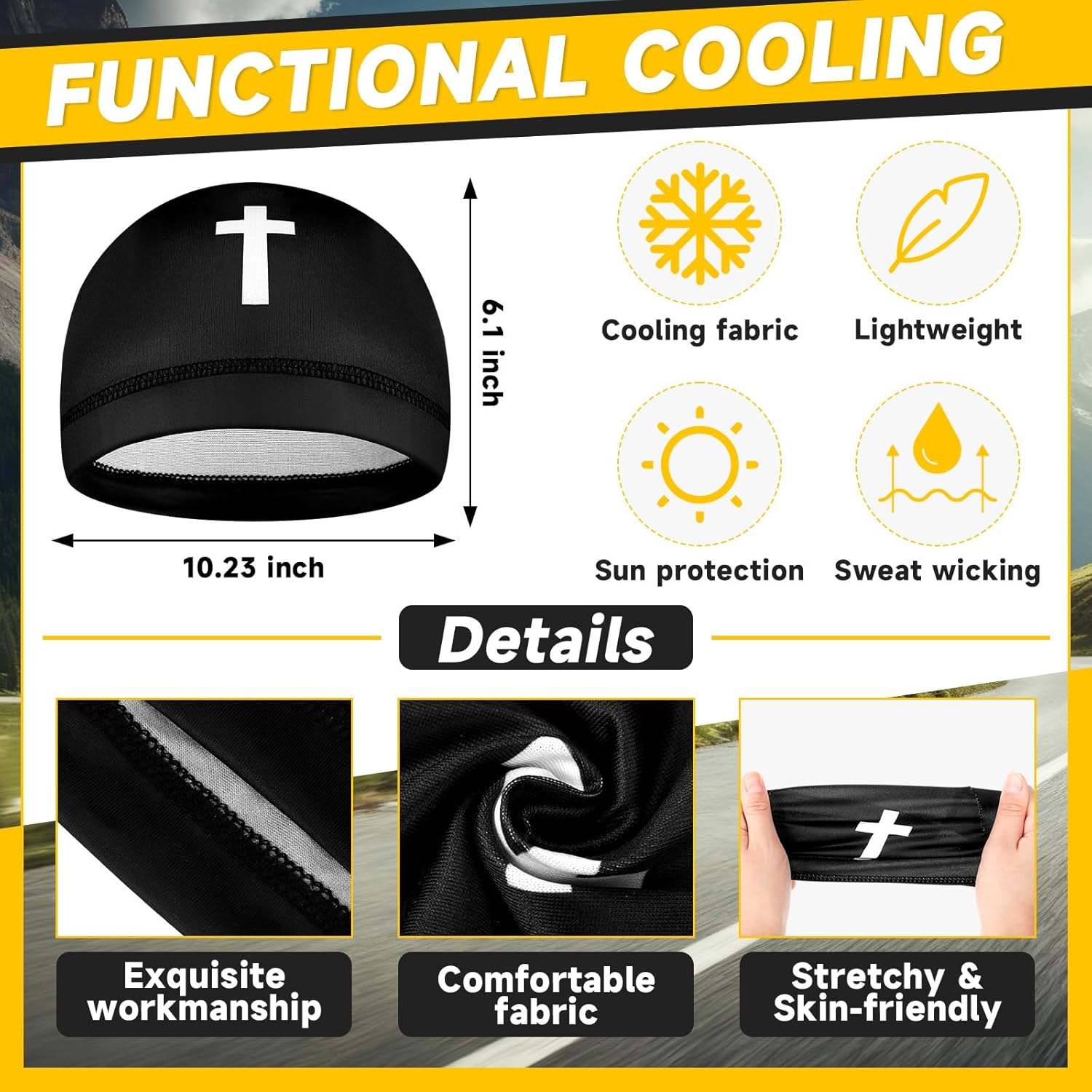 Haysandy 6 Pcs Cooling Skull Cap Motorcycle Helmet Liner Men Women Sweat Wicking Beanie Bicycle Running Cap Head Wrap