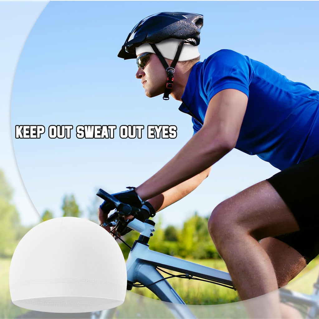 Haysandy 6 Pcs Cooling Skull Cap Motorcycle Helmet Liner Men Women Sweat Wicking Beanie Bicycle Running Cap Head Wrap