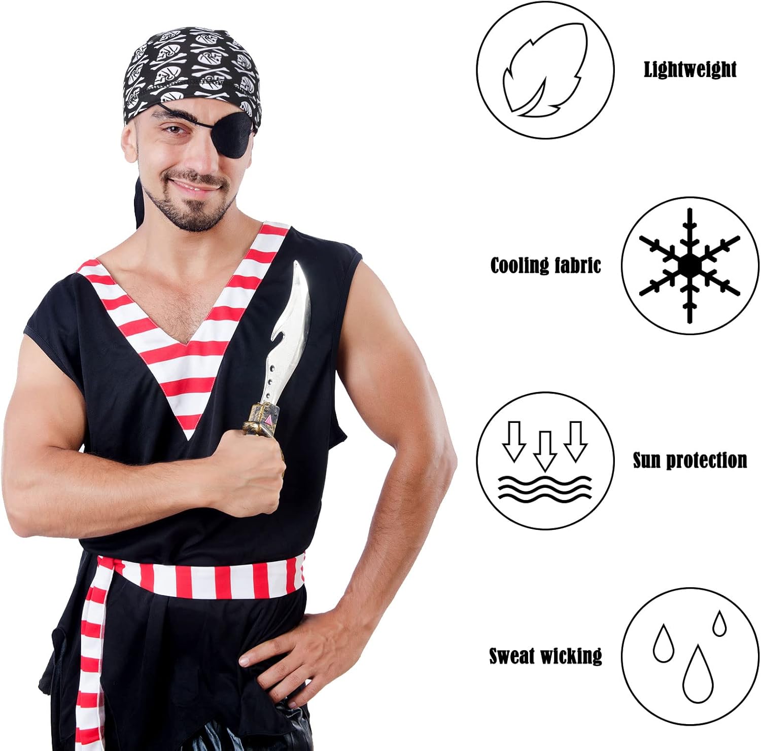 Haysandy 6 Pcs Cooling Skull Cap Motorcycle Helmet Liner Men Women Sweat Wicking Beanie Bicycle Running Cap Head Wrap