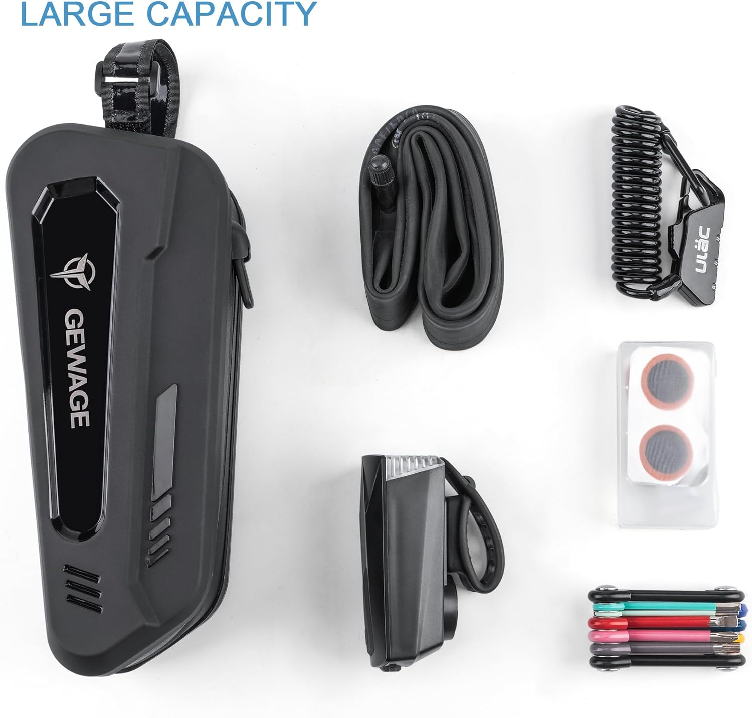 GEWAGE Bicycle Phone Mount Bag & Bicycle Tire Pump, Bike Multitool with Tyre Lever - Bike Tool Kits for Repair and Maintenance at Home or On The Road