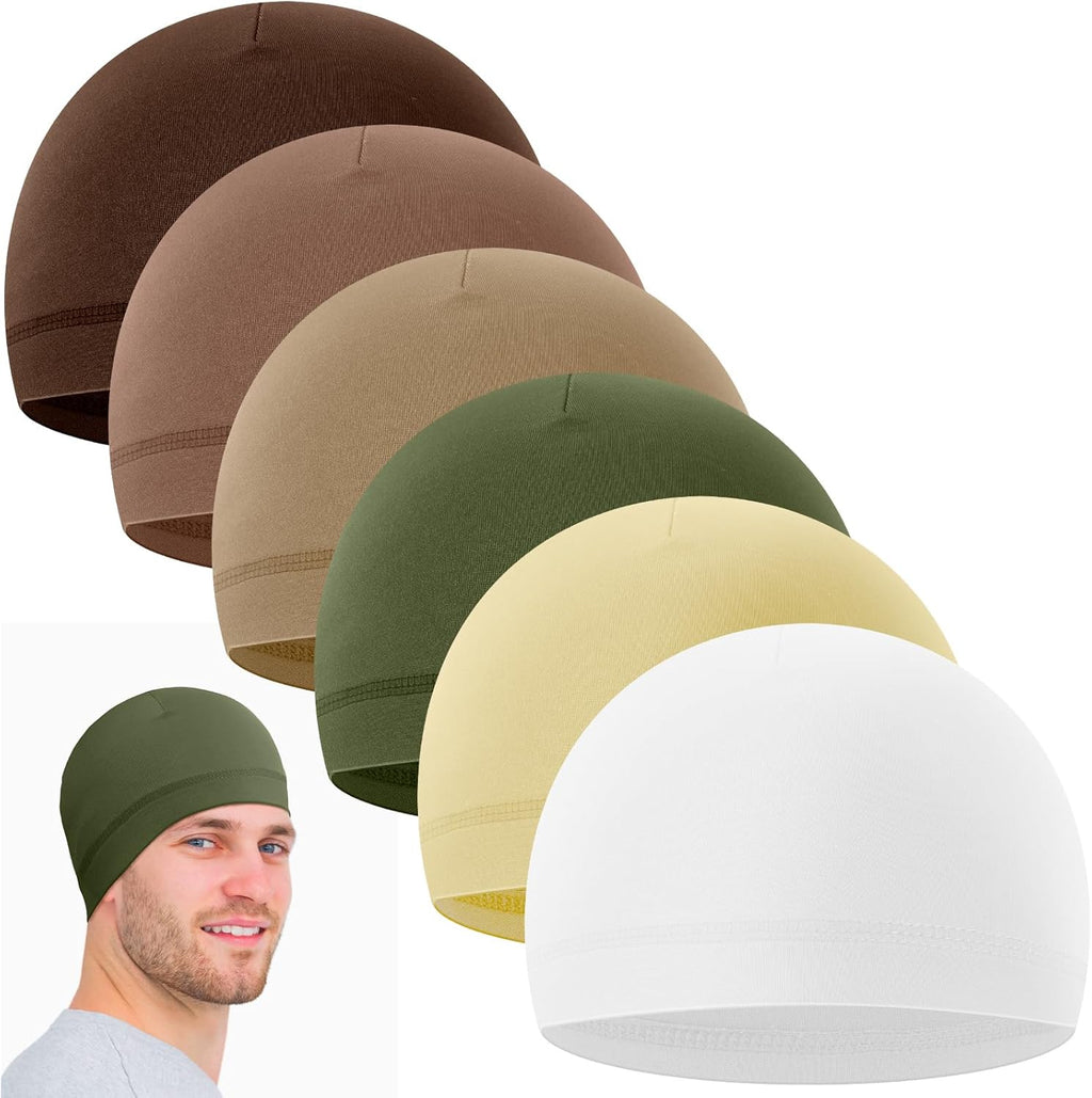 Haysandy 6 Pcs Cooling Skull Cap Motorcycle Helmet Liner Men Women Sweat Wicking Beanie Bicycle Running Cap Head Wrap