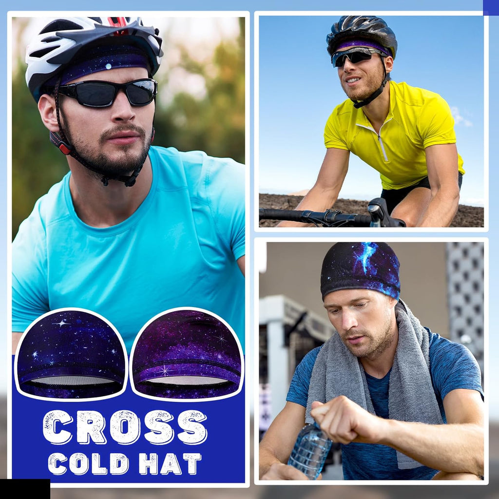 Haysandy 6 Pcs Cooling Skull Cap Motorcycle Helmet Liner Men Women Sweat Wicking Beanie Bicycle Running Cap Head Wrap