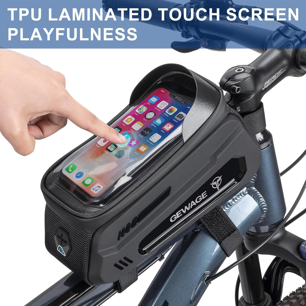 GEWAGE Bicycle Phone Mount Bag & Bicycle Tire Pump, Bike Multitool with Tyre Lever - Bike Tool Kits for Repair and Maintenance at Home or On The Road