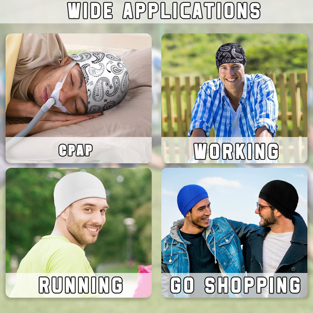 Haysandy 6 Pcs Cooling Skull Cap Motorcycle Helmet Liner Men Women Sweat Wicking Beanie Bicycle Running Cap Head Wrap
