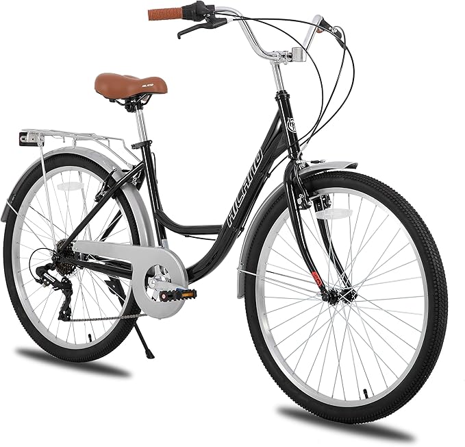 26 inch Complete Beach Cruiser Bike for Adults, 7 Speed Step-Through Frame Womens Bicycle with Rear Rack, Retrospec Bike Commuter City Bicycle for Men