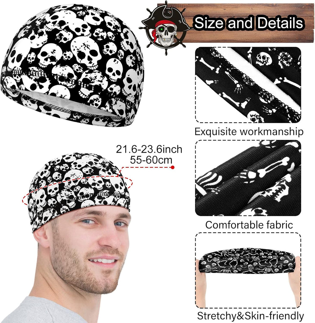 Haysandy 6 Pcs Cooling Skull Cap Motorcycle Helmet Liner Men Women Sweat Wicking Beanie Bicycle Running Cap Head Wrap
