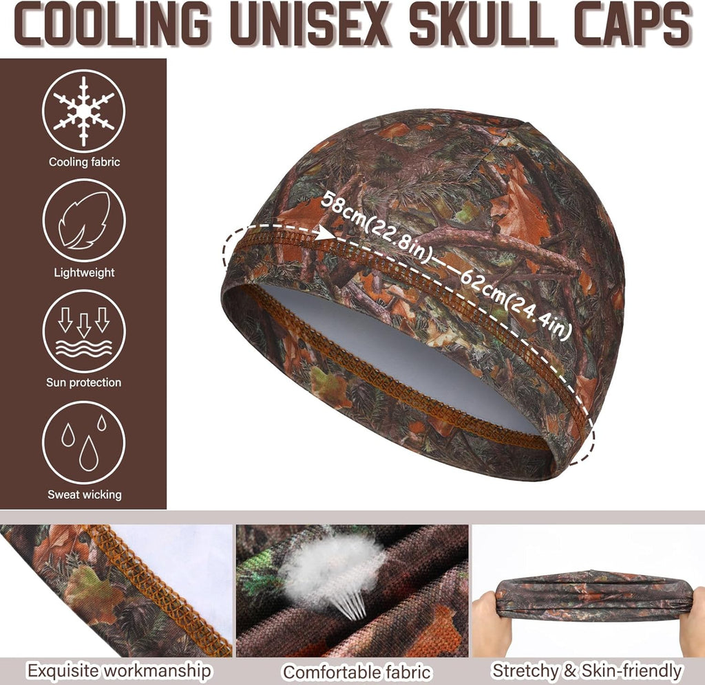 Haysandy 6 Pcs Cooling Skull Cap Motorcycle Helmet Liner Men Women Sweat Wicking Beanie Bicycle Running Cap Head Wrap