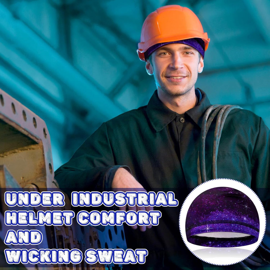 Haysandy 6 Pcs Cooling Skull Cap Motorcycle Helmet Liner Men Women Sweat Wicking Beanie Bicycle Running Cap Head Wrap
