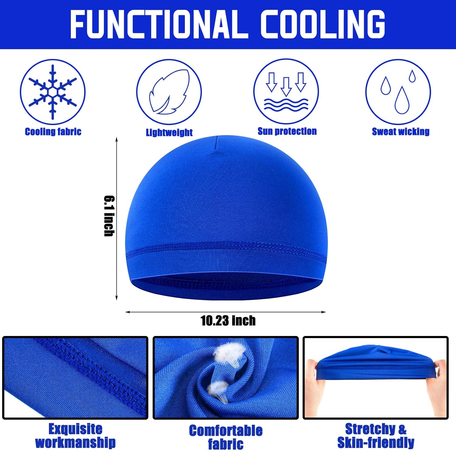 Haysandy 6 Pcs Cooling Skull Cap Motorcycle Helmet Liner Men Women Sweat Wicking Beanie Bicycle Running Cap Head Wrap