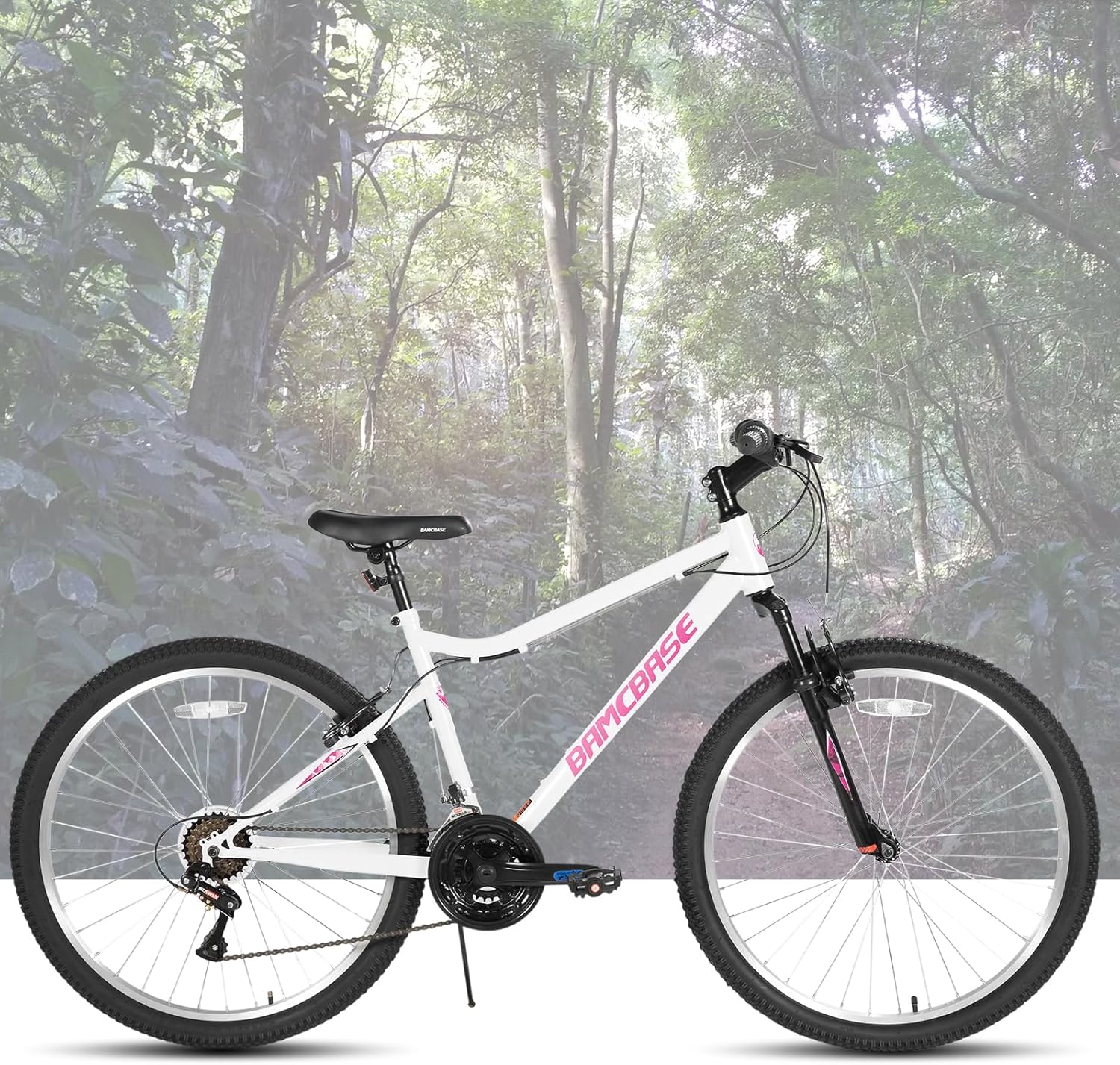26 Inch Womens and Mens Mountain Bike, 18 Speed Steel Frame Adult Bicycle, MTB Bikes with Suspension Fork, V Brake, Mountain Bicycle for Woman Man