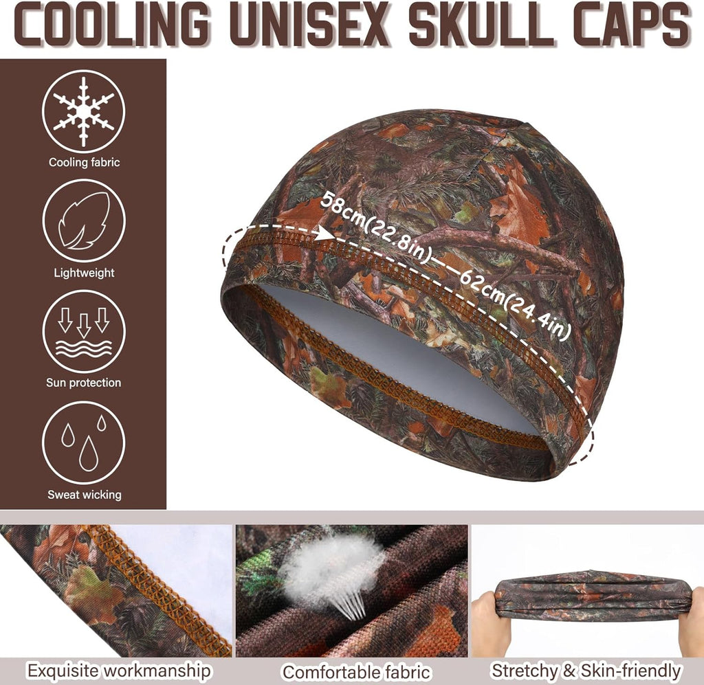 Haysandy 6 Pcs Cooling Skull Cap Motorcycle Helmet Liner Men Women Sweat Wicking Beanie Bicycle Running Cap Head Wrap