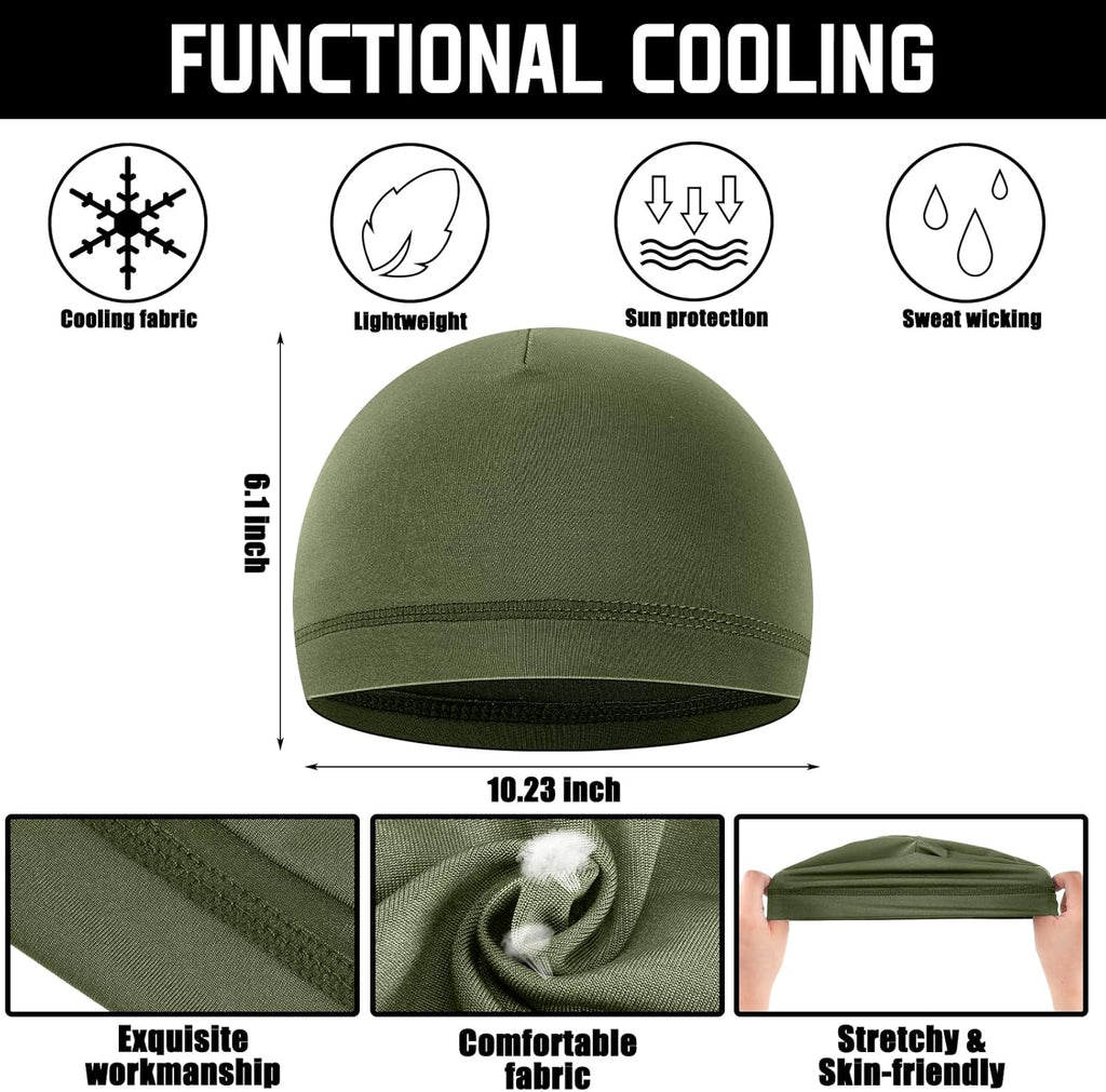 Haysandy 6 Pcs Cooling Skull Cap Motorcycle Helmet Liner Men Women Sweat Wicking Beanie Bicycle Running Cap Head Wrap
