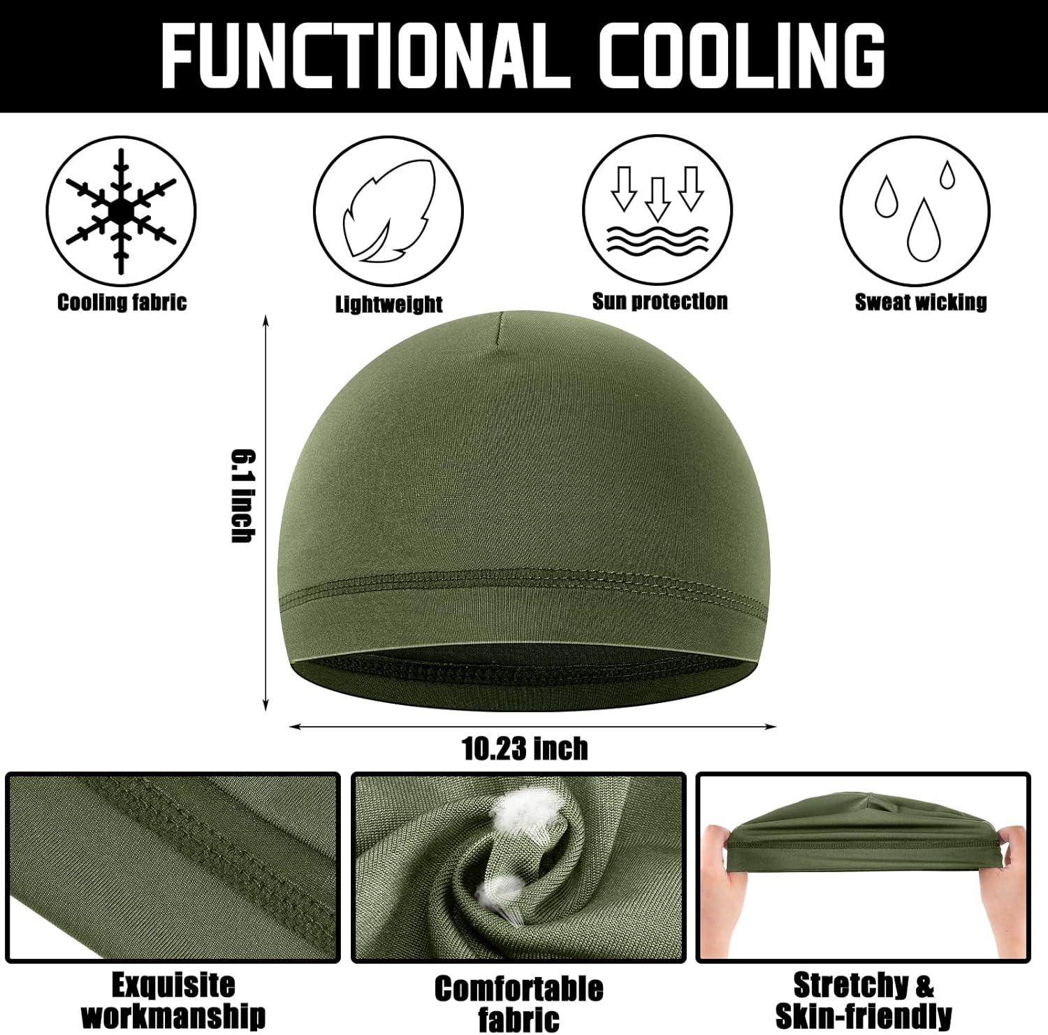 Haysandy 6 Pcs Cooling Skull Cap Motorcycle Helmet Liner Men Women Sweat Wicking Beanie Bicycle Running Cap Head Wrap