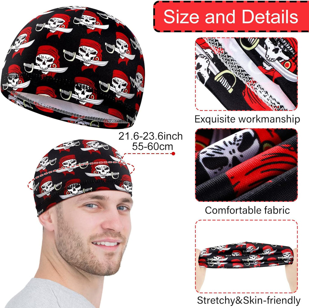 Haysandy 6 Pcs Cooling Skull Cap Motorcycle Helmet Liner Men Women Sweat Wicking Beanie Bicycle Running Cap Head Wrap