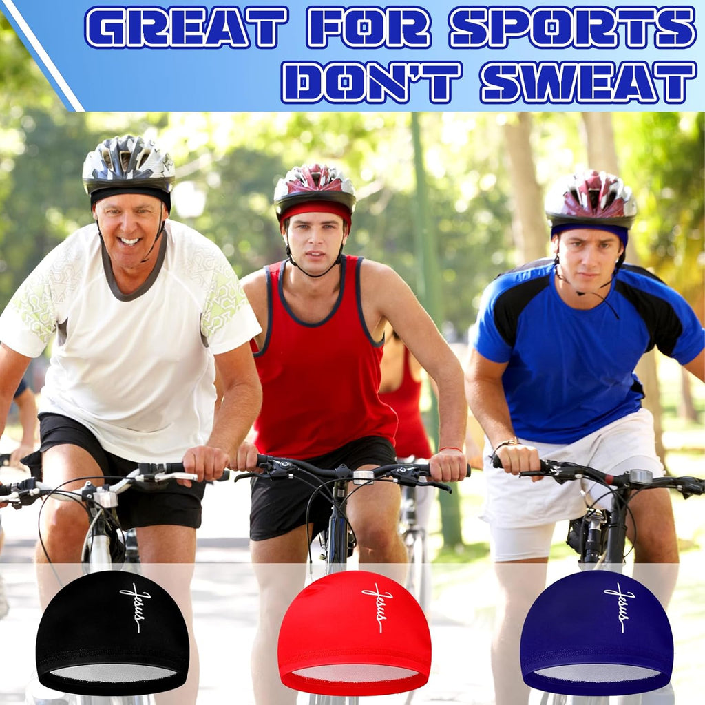 Haysandy 6 Pcs Cooling Skull Cap Motorcycle Helmet Liner Men Women Sweat Wicking Beanie Bicycle Running Cap Head Wrap
