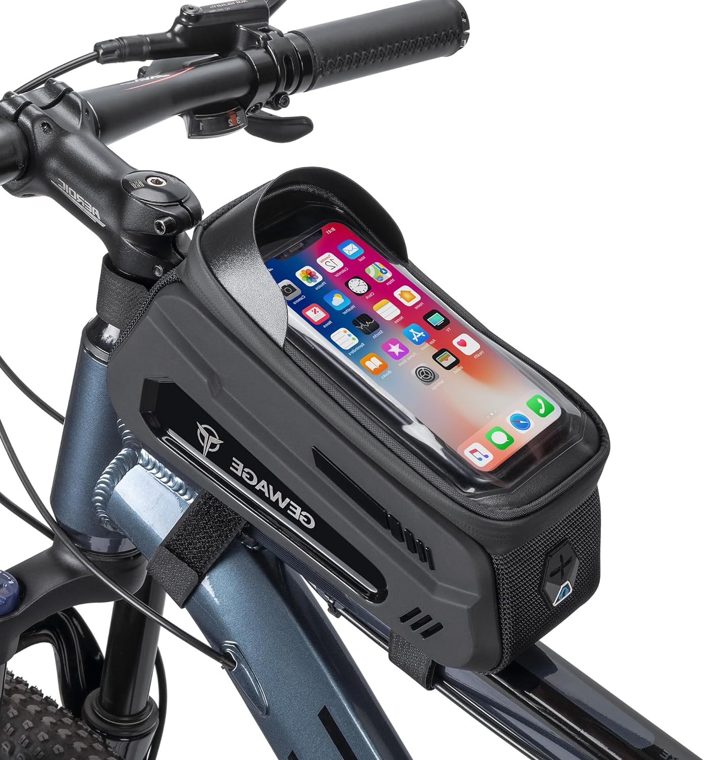 GEWAGE Bicycle Phone Mount Bag & Bicycle Tire Pump, Bike Multitool with Tyre Lever - Bike Tool Kits for Repair and Maintenance at Home or On The Road