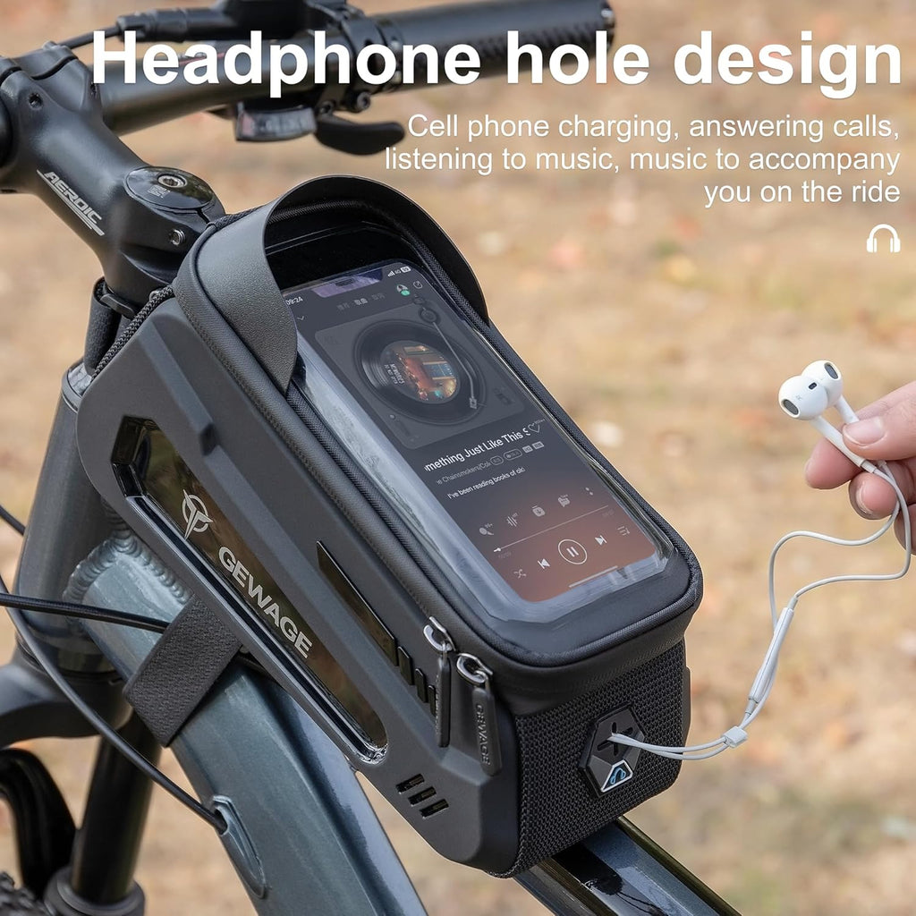 GEWAGE Bicycle Phone Mount Bag & Bicycle Tire Pump, Bike Multitool with Tyre Lever - Bike Tool Kits for Repair and Maintenance at Home or On The Road
