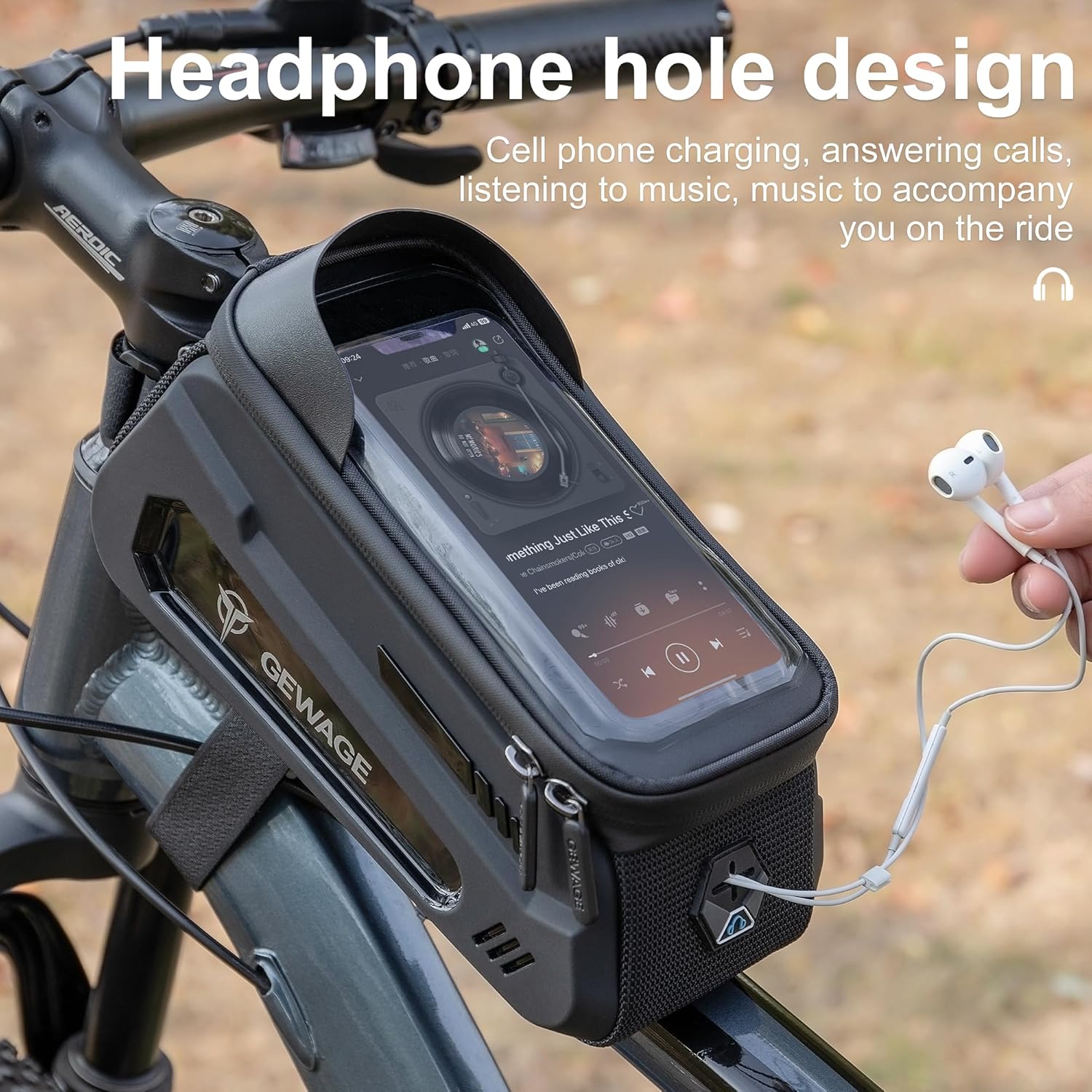 GEWAGE Bicycle Phone Mount Bag & Bicycle Tire Pump, Bike Multitool with Tyre Lever - Bike Tool Kits for Repair and Maintenance at Home or On The Road