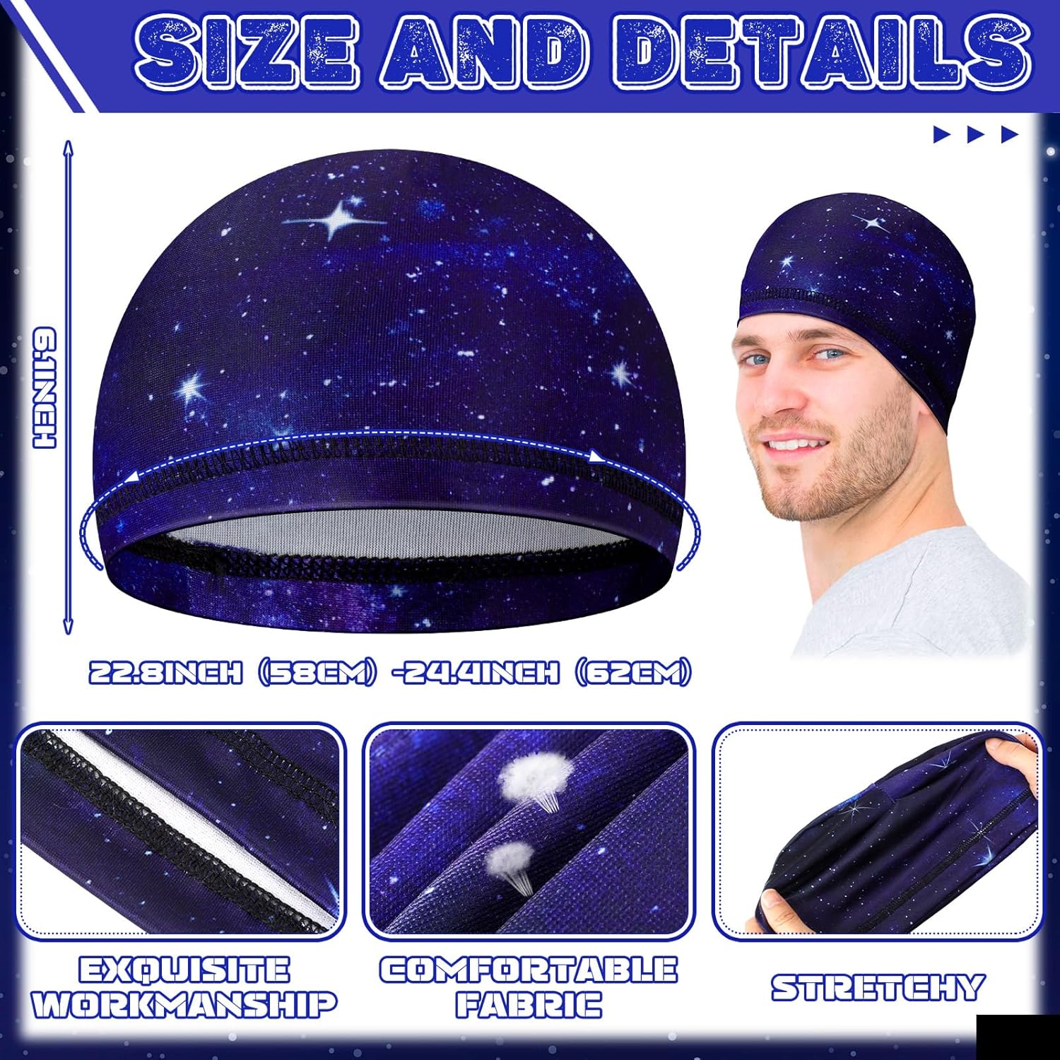 Haysandy 6 Pcs Cooling Skull Cap Motorcycle Helmet Liner Men Women Sweat Wicking Beanie Bicycle Running Cap Head Wrap