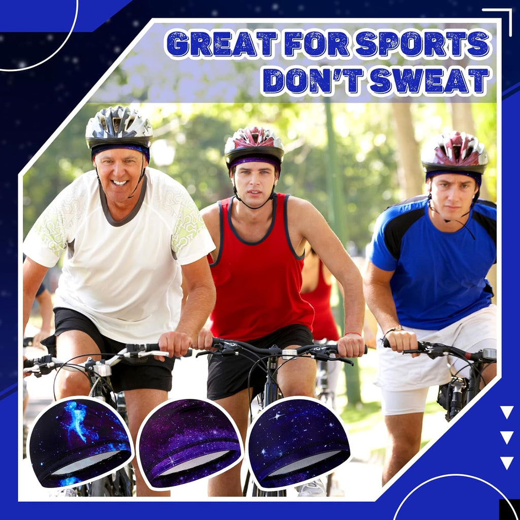 Haysandy 6 Pcs Cooling Skull Cap Motorcycle Helmet Liner Men Women Sweat Wicking Beanie Bicycle Running Cap Head Wrap