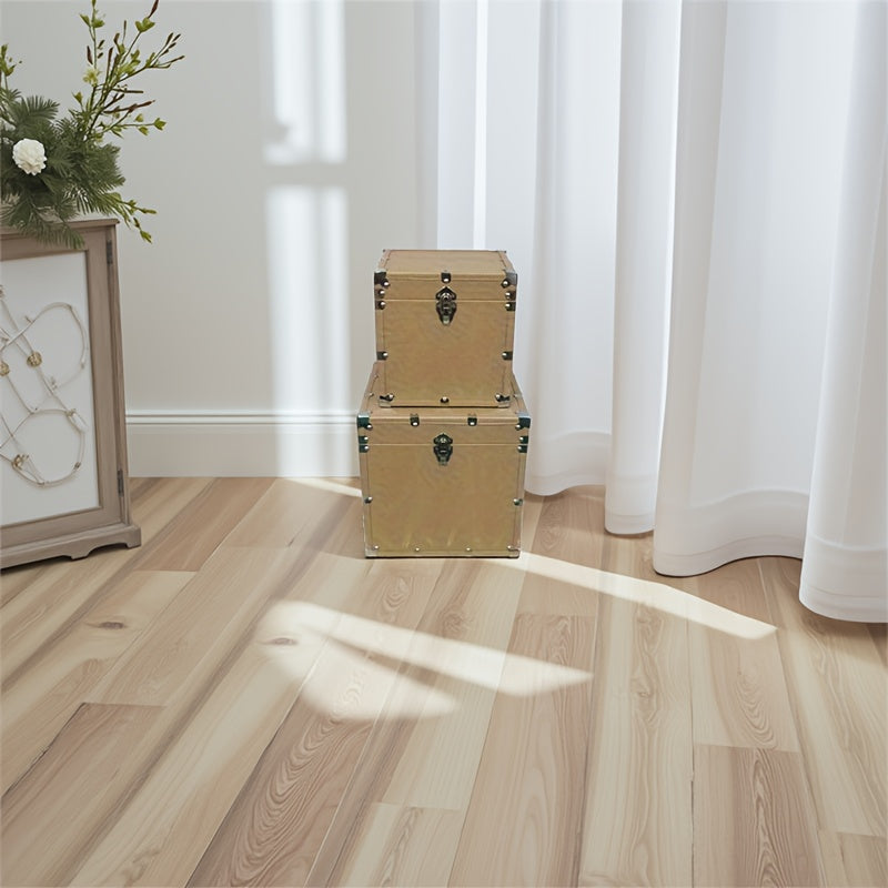 Large Retro Faux-Leather Storage Box with Lockable Lid - Multi-Functional Suitable for, Travel & Toolbox - Compact Rectangular Furniture Box, Portable Storage for Cosmetics, Tools & Sundries (No)