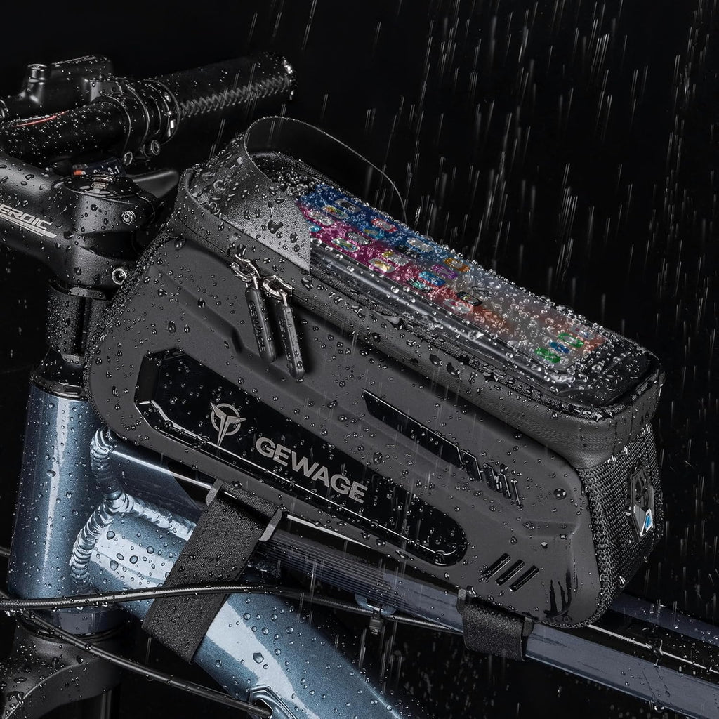 GEWAGE Bicycle Phone Mount Bag & Bicycle Tire Pump, Bike Multitool with Tyre Lever - Bike Tool Kits for Repair and Maintenance at Home or On The Road