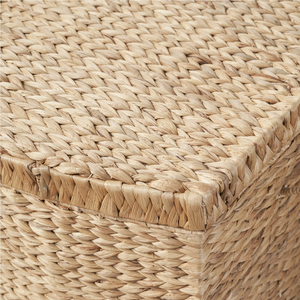 Woven Wicker Trunk in a Rectangular Shape, Featuring Handles, Measuring 26\