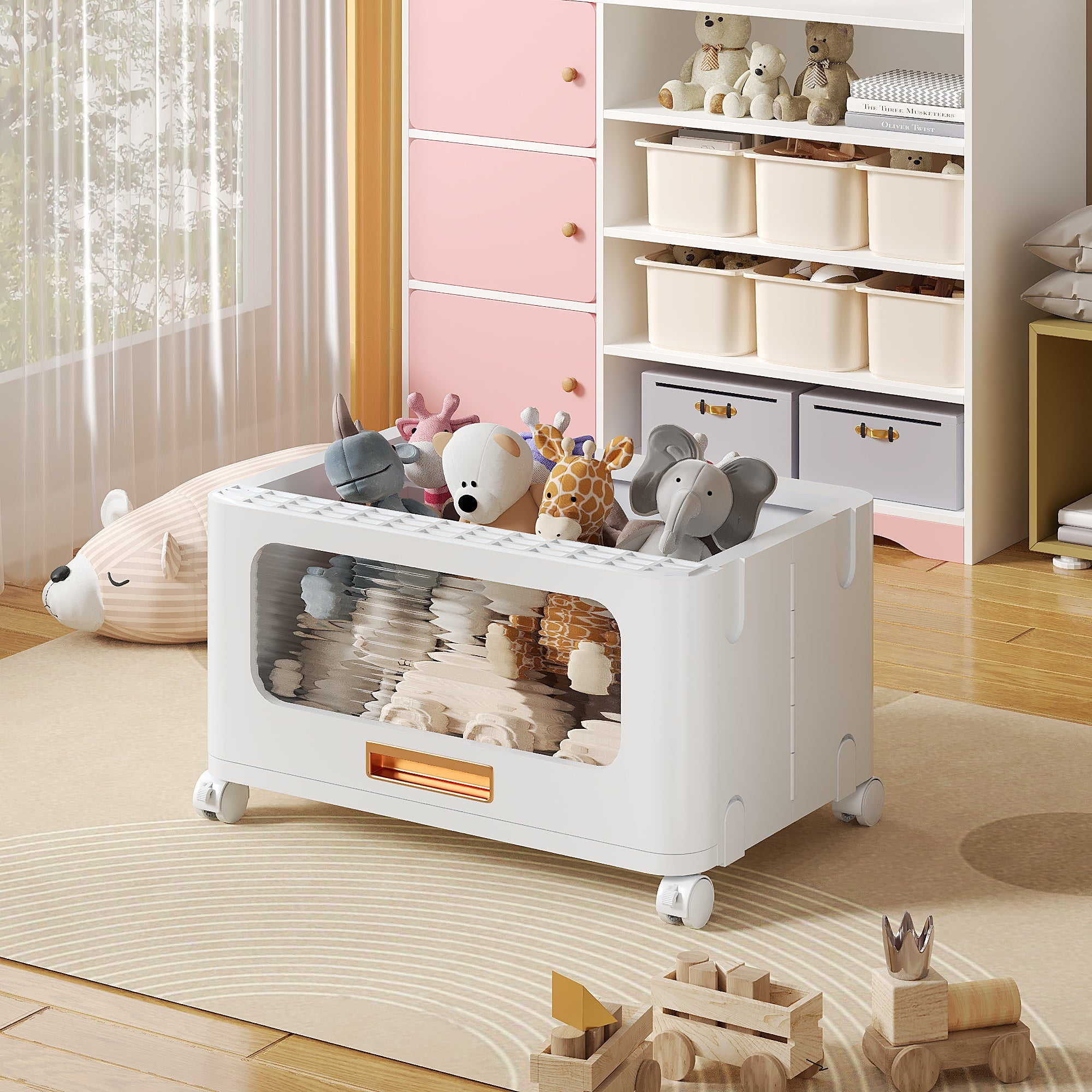 Stackable Storage Bins with Lids, Plastic Storage Containers with Drawers and Wheels, Convenient Storage Bins Closet Organizers for Bedroom, Living Room