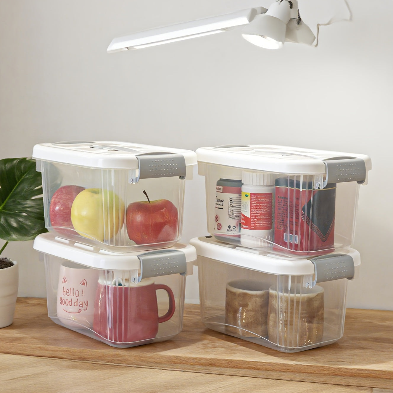 4pcs Large & Small Plastic Storage Boxes with Flip-Top Lids - Stackable Rectangular Organizers Suitable for Home,, Seasonal Storage (Under Bed, for halloween, Christmas), Under-Bed Storage