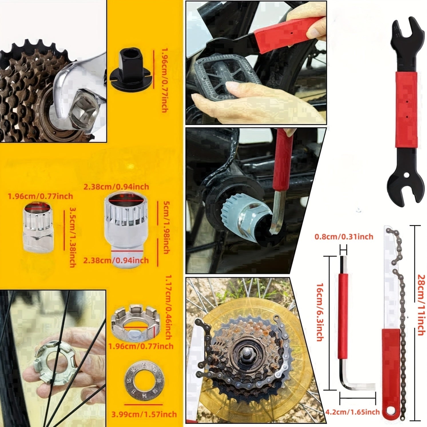 Professional Bicycle Tool 44pcs Professional Bicycle Tool Kit | Bicycle Repair Tool Set for Mountain and Road Bikes with High-Quality Cycling Maintenance Tools in Black Storage Case