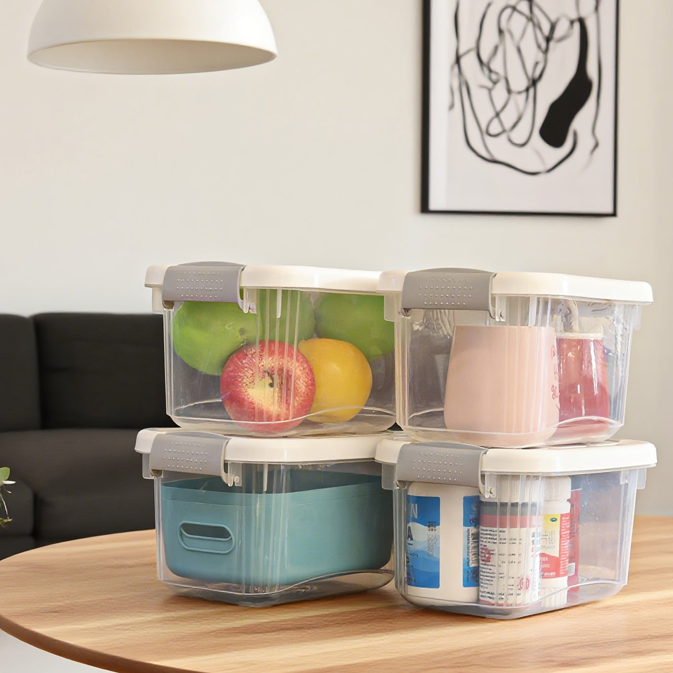 4pcs Large & Small Plastic Storage Boxes with Flip-Top Lids - Stackable Rectangular Organizers Suitable for Home,, Seasonal Storage (Under Bed, for halloween, Christmas), Under-Bed Storage