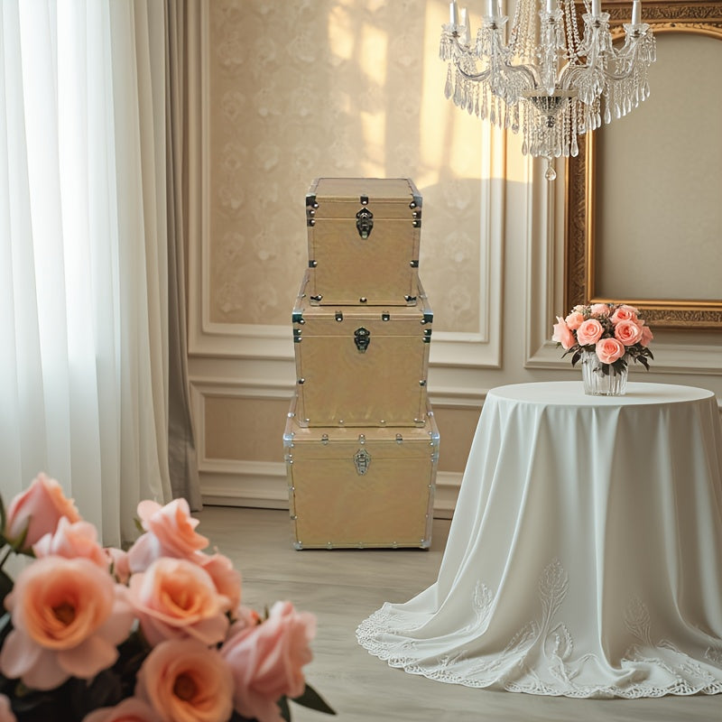 Large Retro Faux-Leather Storage Box with Lockable Lid - Multi-Functional Suitable for, Travel & Toolbox - Compact Rectangular Furniture Box, Portable Storage for Cosmetics, Tools & Sundries (No)