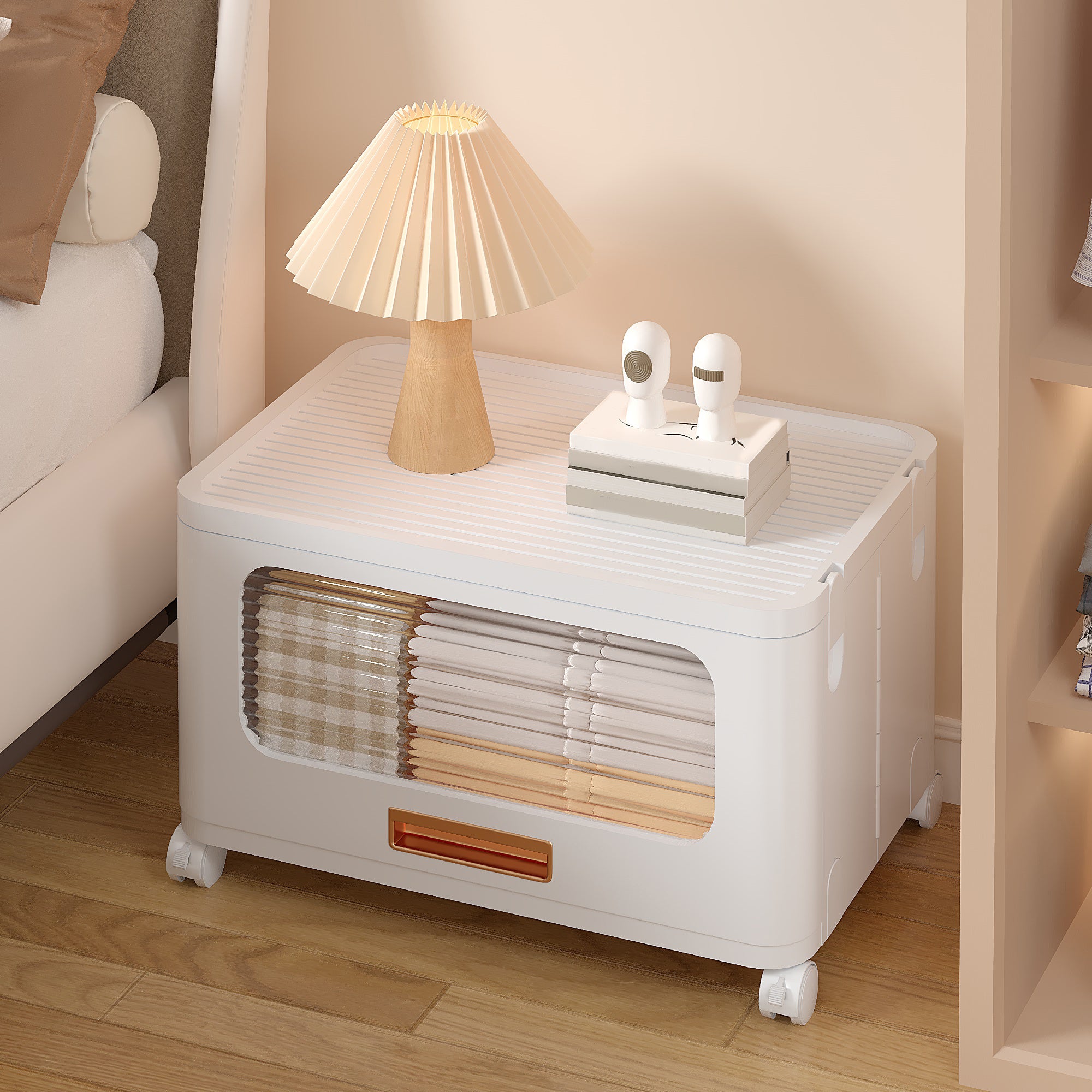 Stackable Storage Bins with Lids, Plastic Storage Containers with Drawers and Wheels, Convenient Storage Bins Closet Organizers for Bedroom, Living Room