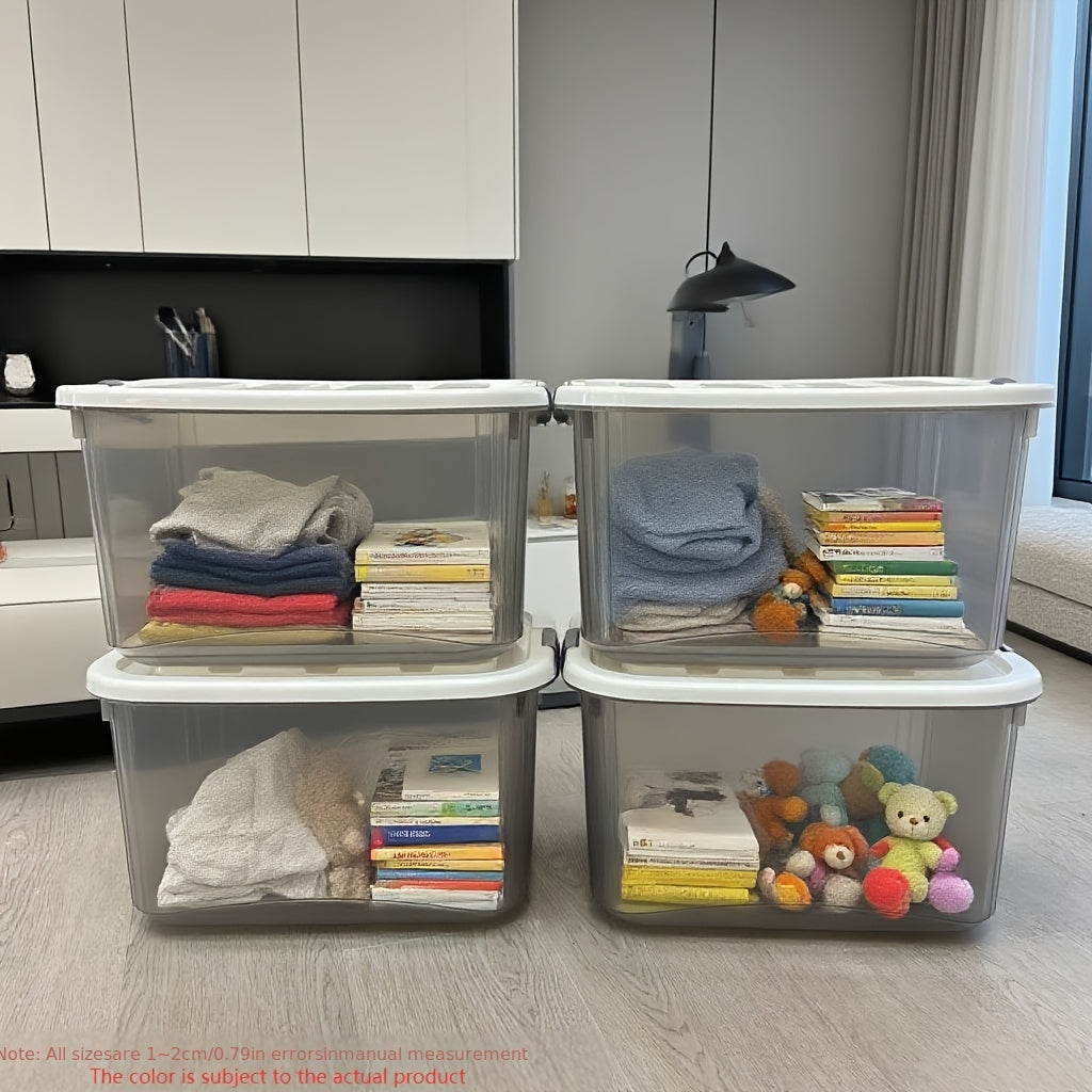 4pcs Large & Small Plastic Storage Boxes with Flip-Top Lids - Stackable Rectangular Organizers Suitable for Home,, Seasonal Storage (Under Bed, for halloween, Christmas), Under-Bed Storage
