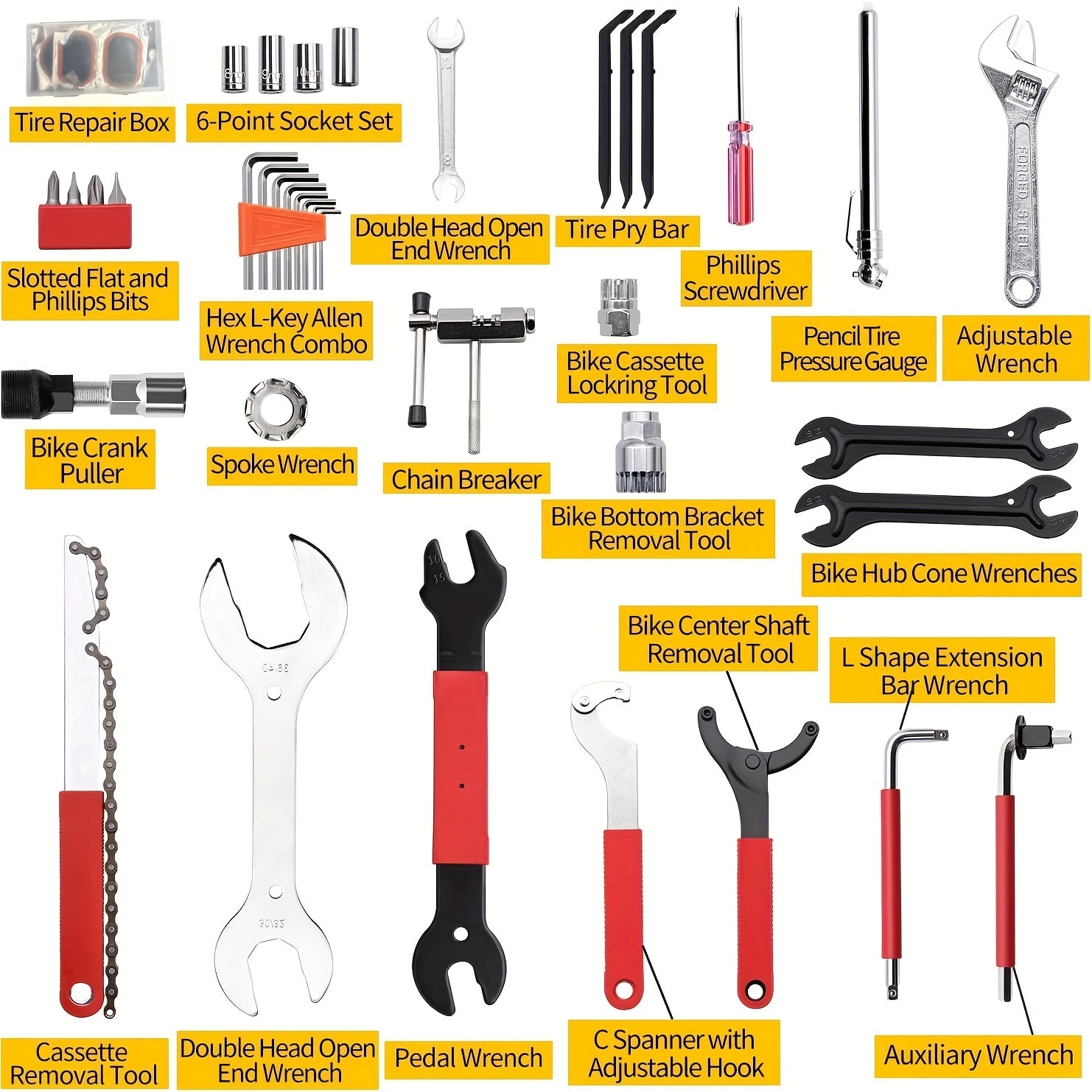 44pcs Bicycle Tool Kit for Mountain Bikes - Easy Maintenance and Repair with Durable Storage Box, Multifunctional Tool Set for Professional Home Bicycle Tools