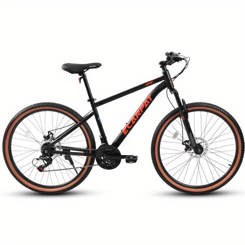 A27301 27.5 Inch Mountain Bike for Adults Durable High Carbon Steel Frame Disc Brakes Stylish Brown Edge Tires Ideal for Commuting and Outdoor Exploration