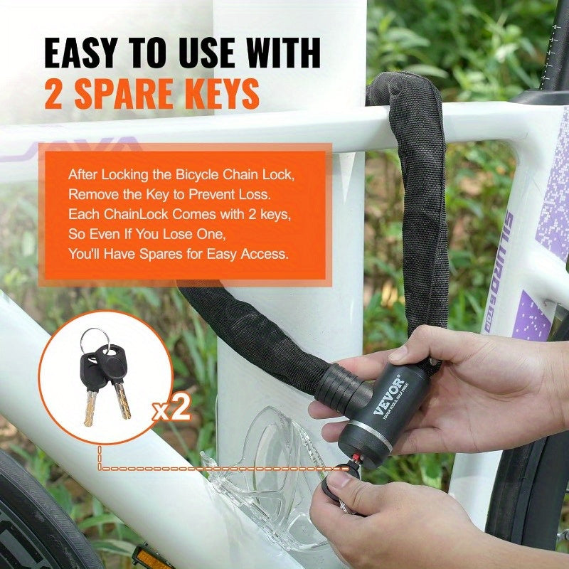 Bike Chain Lock 2.79ft Combination Bicycle Chain Lock with 2 Keys Heavy Duty AntiTheft High Security Bike Locks Perfect for Bike Motorcycle Scooter Bicycle Door Fence or Gate 8mm
